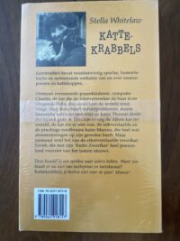 Achterkant van het gesealde kattenboek Kattekrabbels uitgegeven door BZZTôH